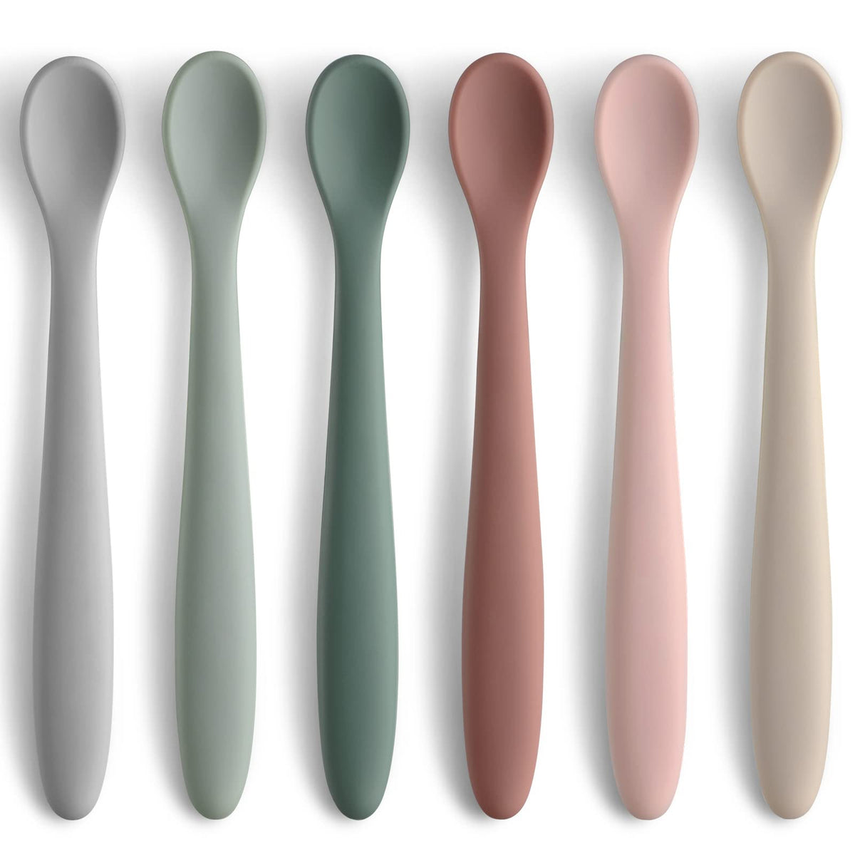 Netany 6-piece silicone baby spoons for stage 1 feeding with soft tips gentle on gums