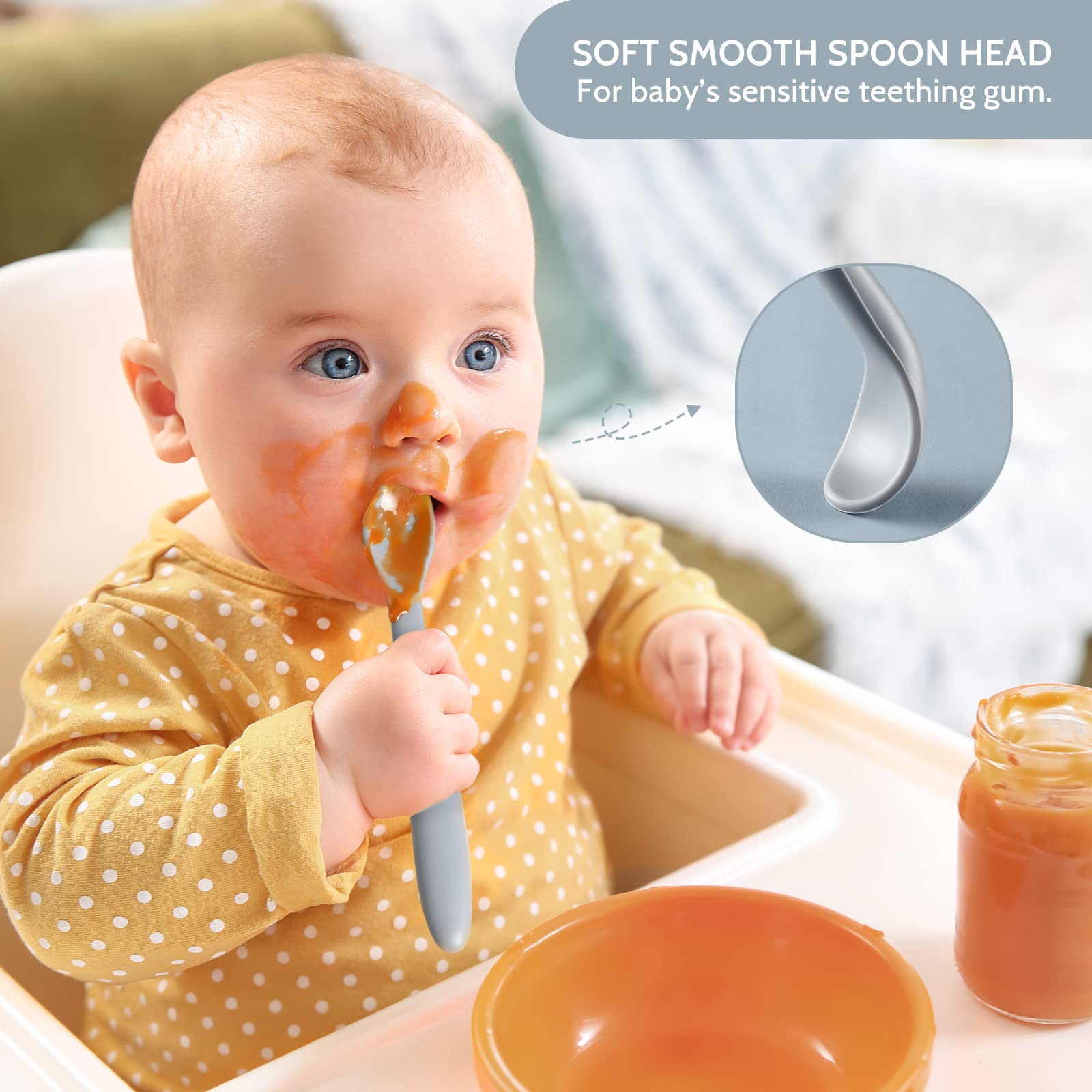 NETANY bendable handle feeding spoon enables easy guidance and less mess.