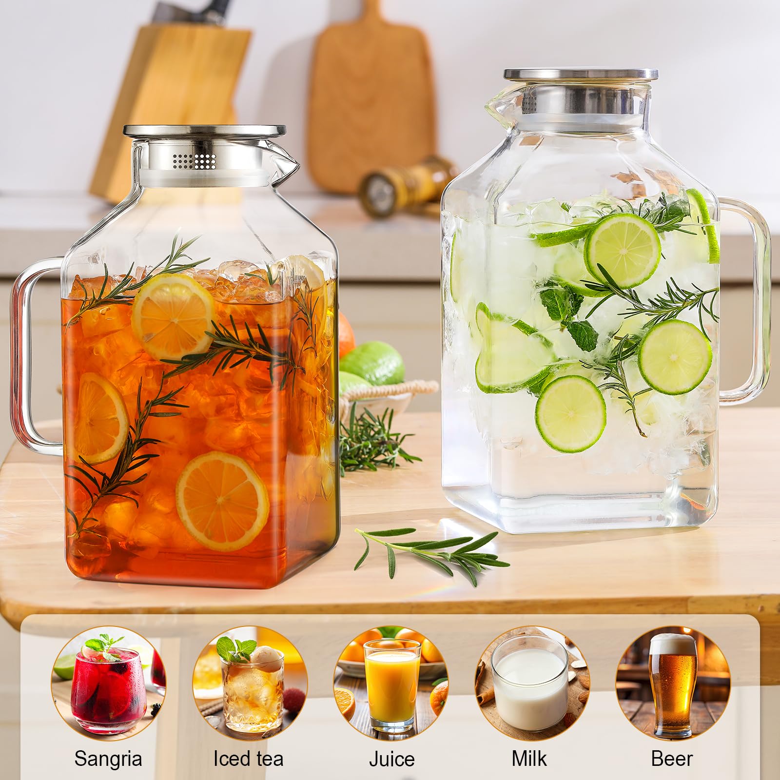 NETANY borosilicate glass pitcher suitable for hot and cold beverages.
