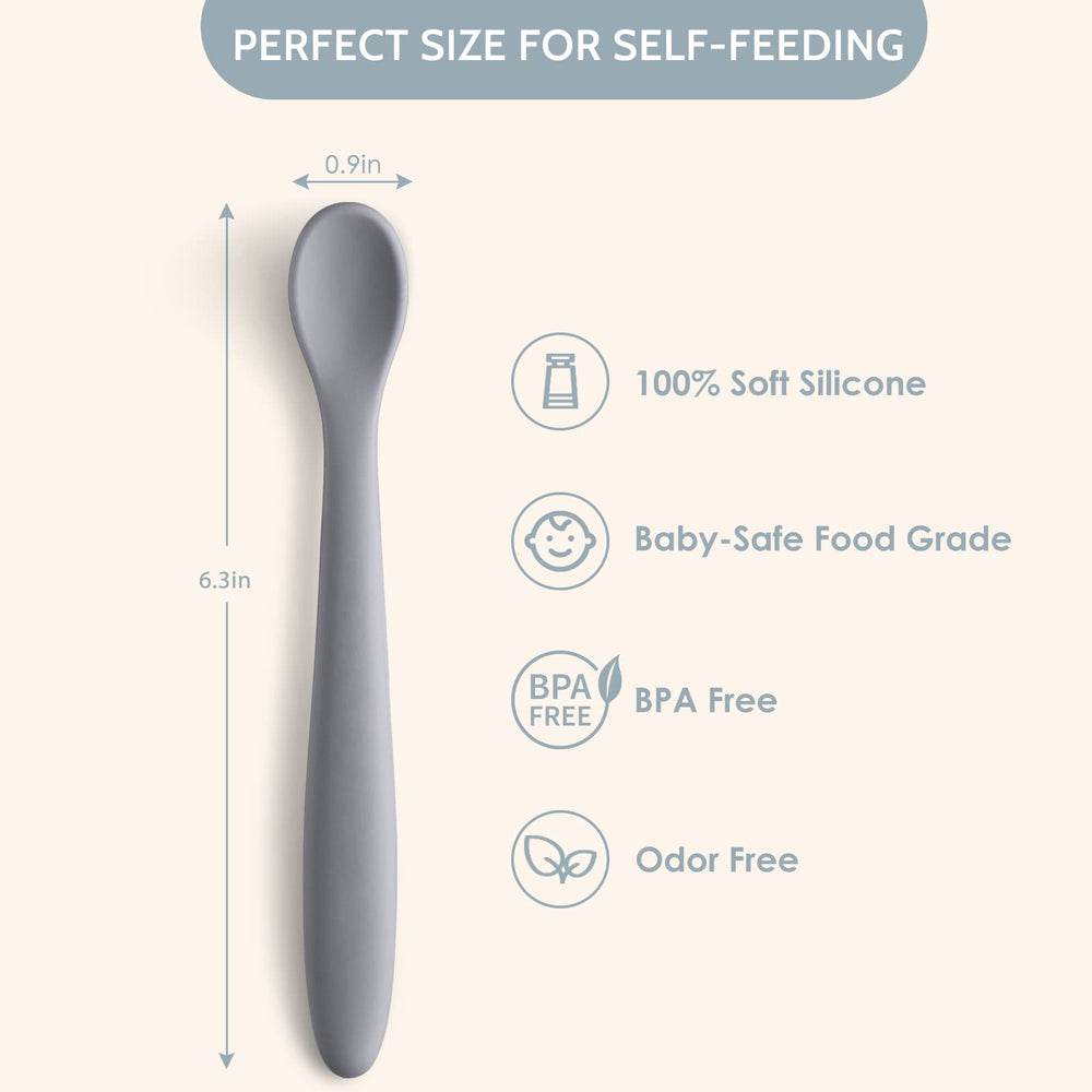 NETANY first stage color set with pastel spoons for calm mealtimes.