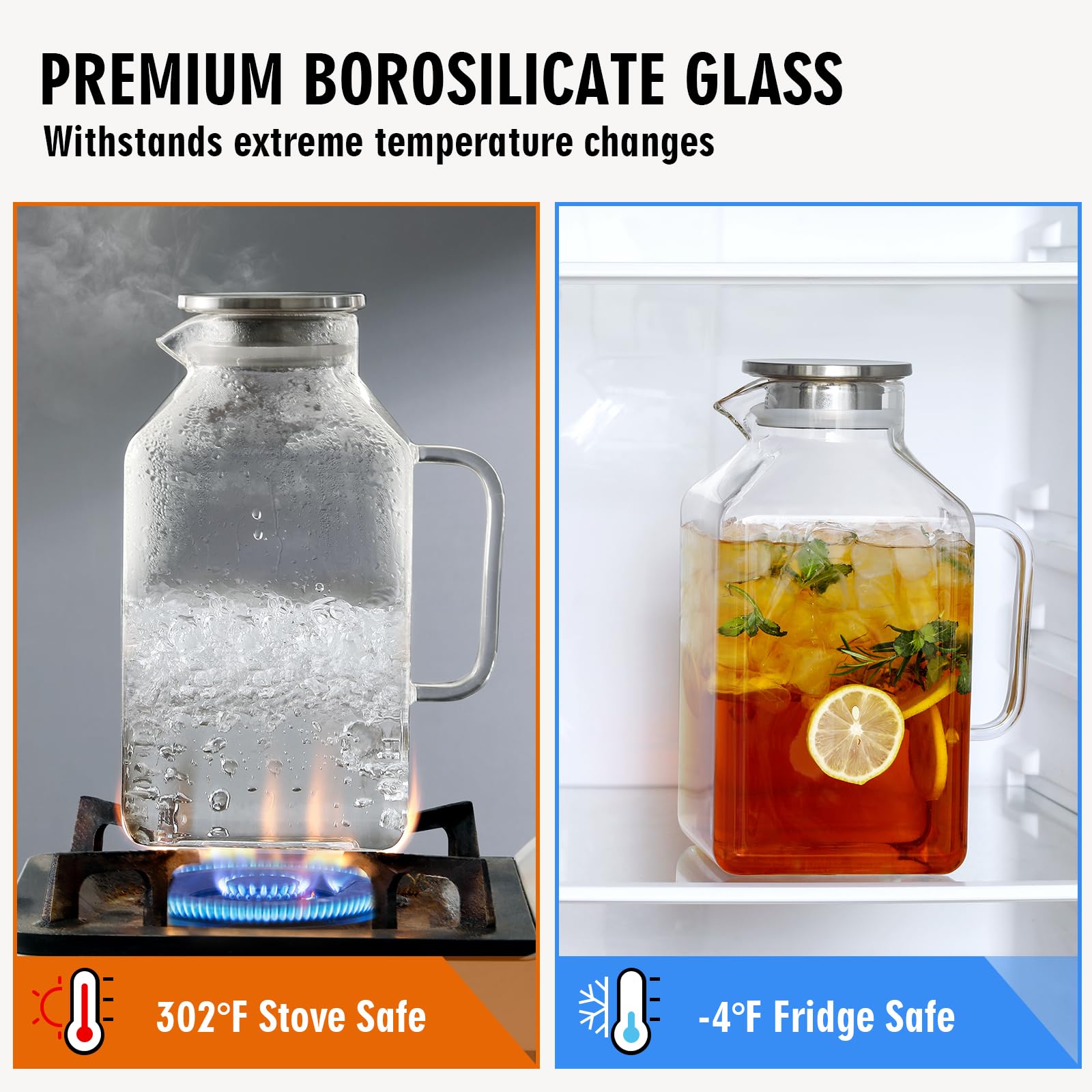 NETANY square pitcher helps maximize fridge space without sacrificing capacity.
