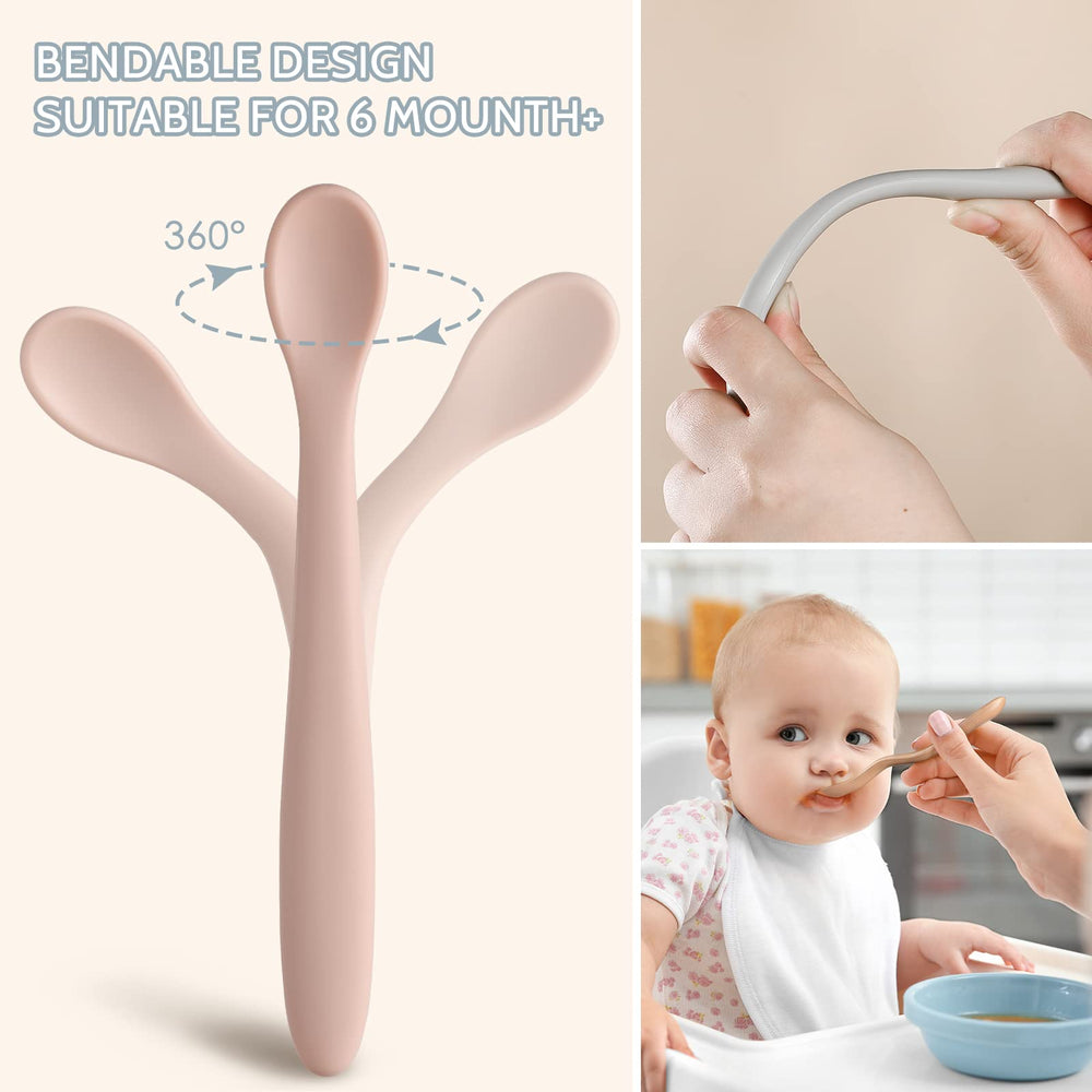 NETANY soft tip silicone spoon protects delicate mouths during early solids.