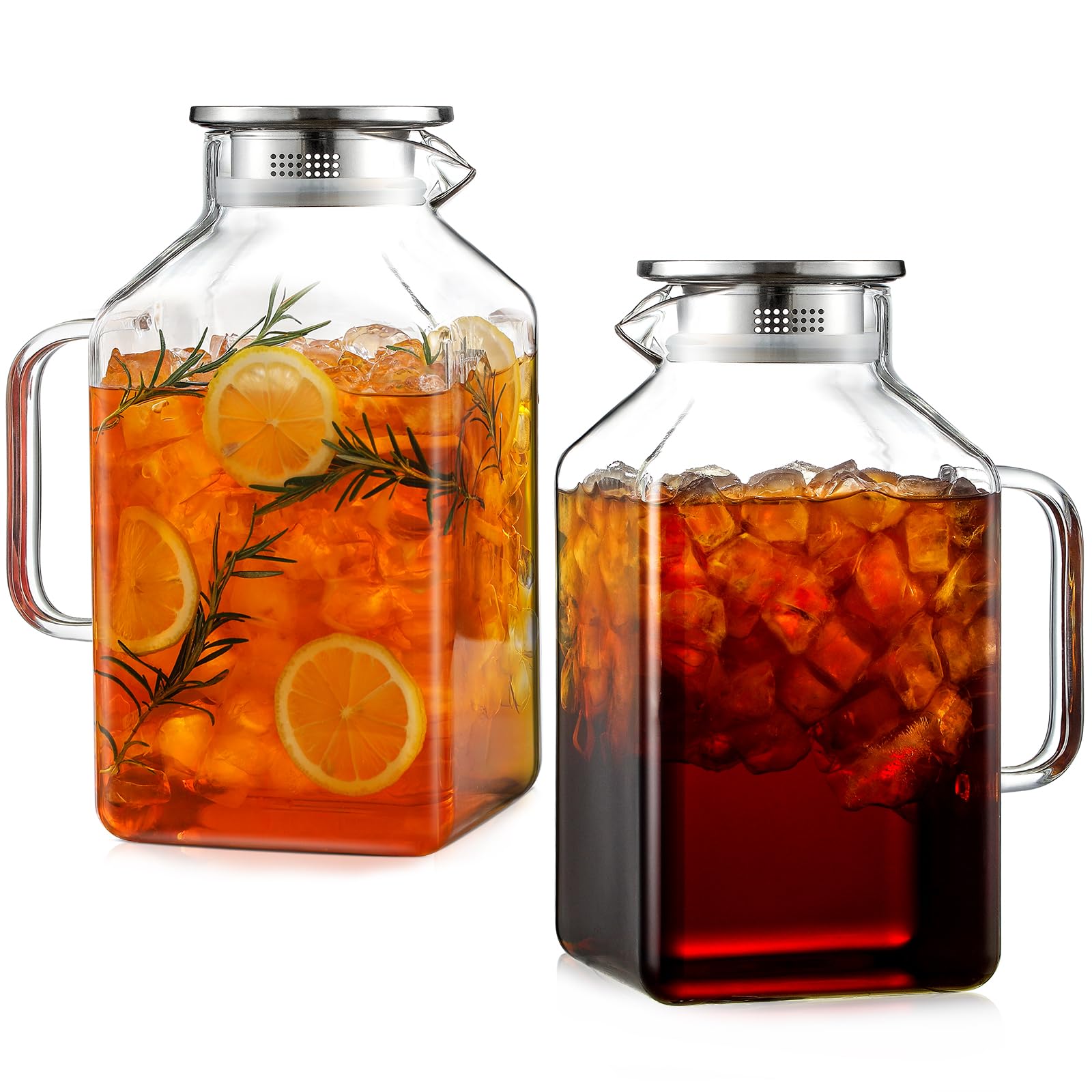 NETANY square pitcher with lid and spout for easy pouring and fridge storage.