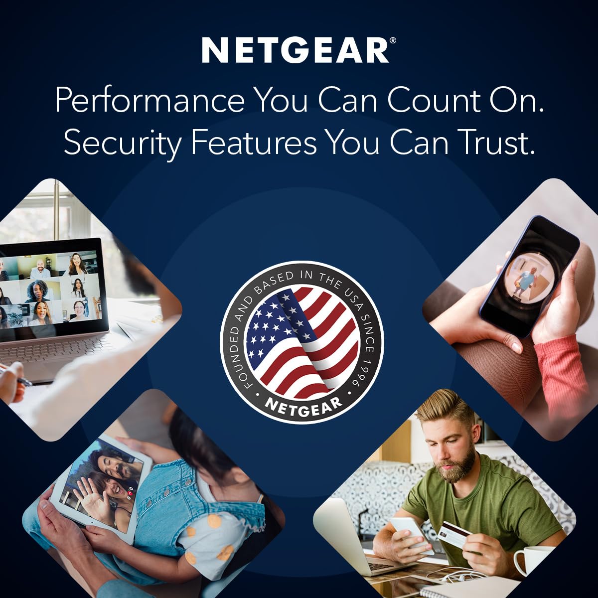 NETGEAR Nighthawk CAX30 back panel showing four Gig Ethernet ports for wired devices