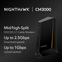NETGEAR Nighthawk CM3000 front view sleek and compact for home use