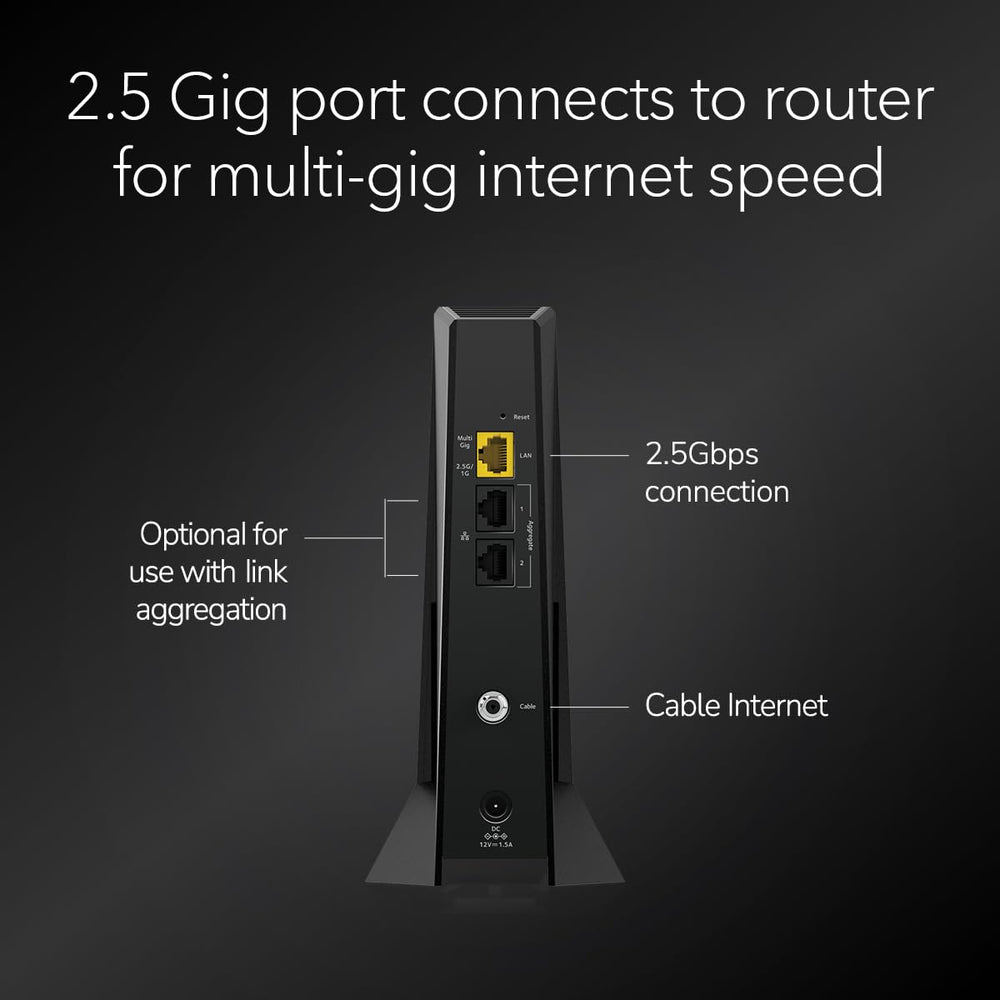 NETGEAR Nighthawk CM3000 in living room setup powering multiple devices