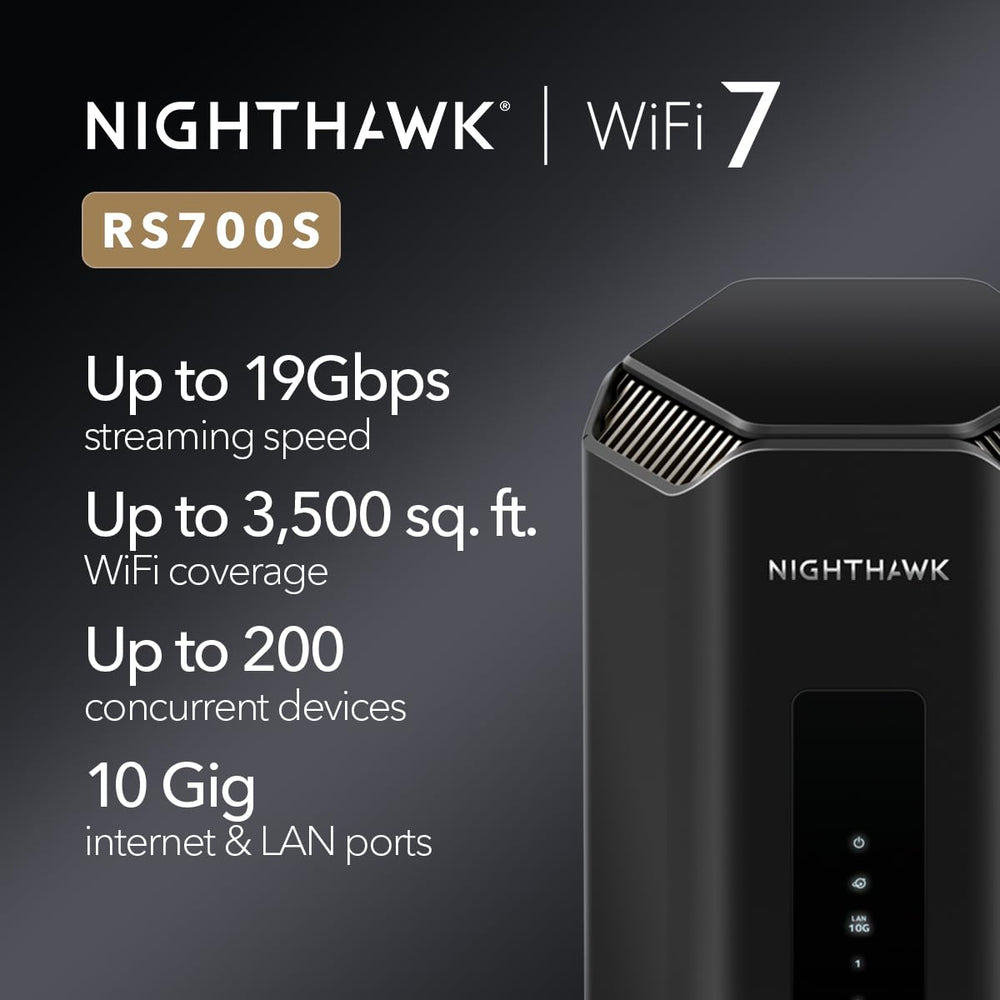 NETGEAR Nighthawk RS700S side ports highlighting 10G and fast connections for gaming