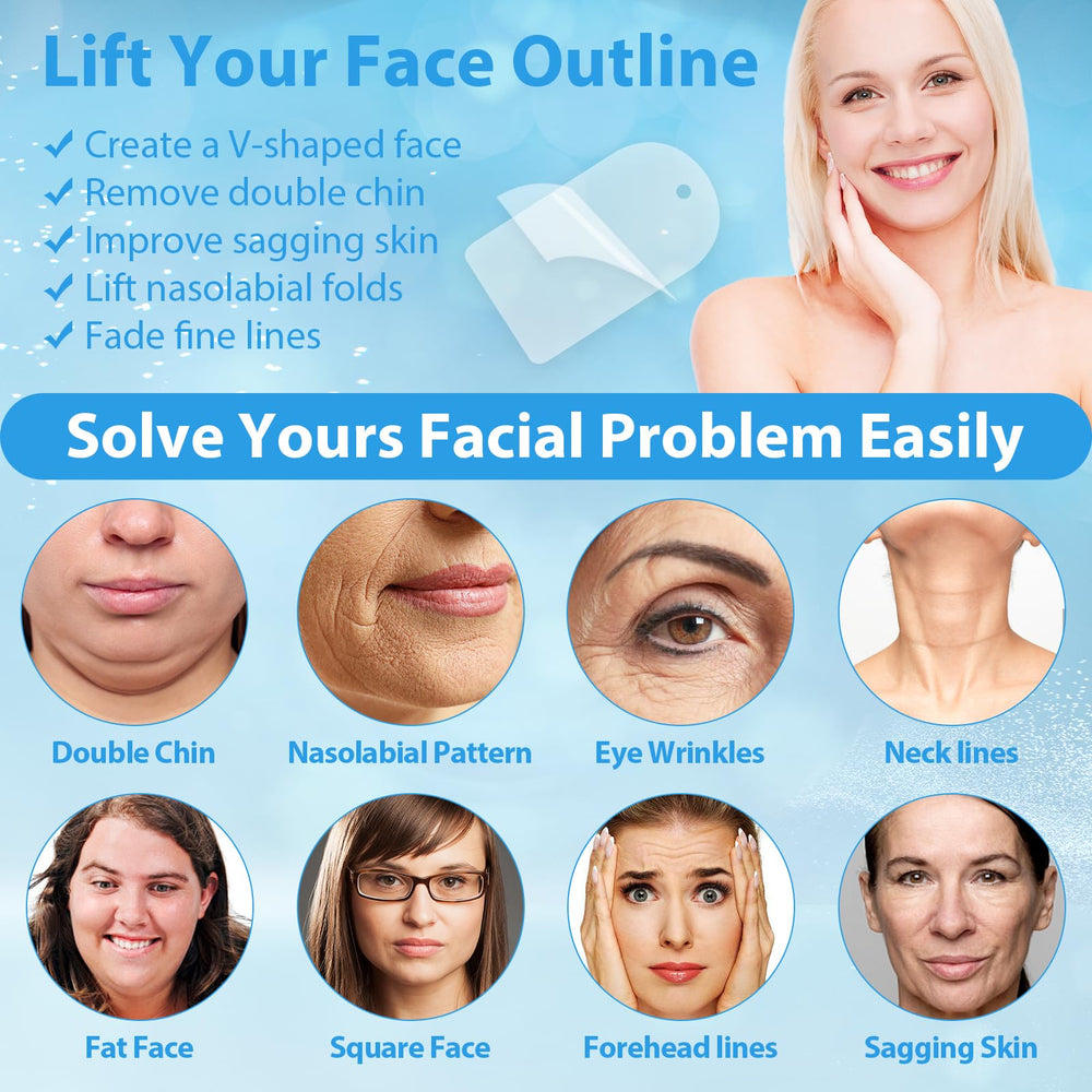 Netlkjonk face lift tape applied along the jawline for defined look.