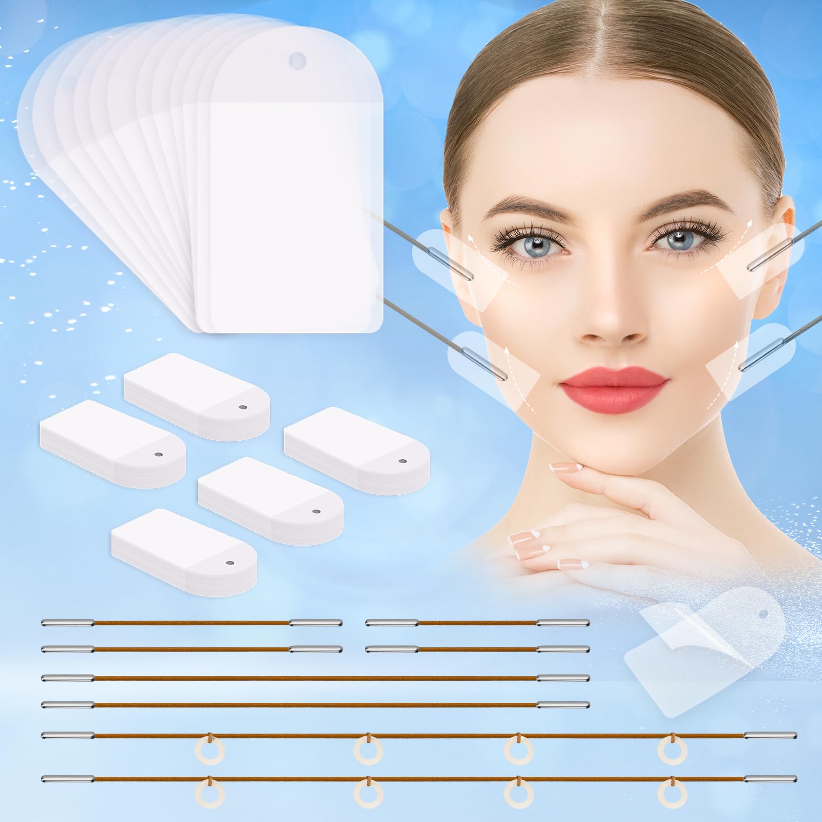 Netlkjonk neck lift tape shown on neck for subtle contour enhancement.
