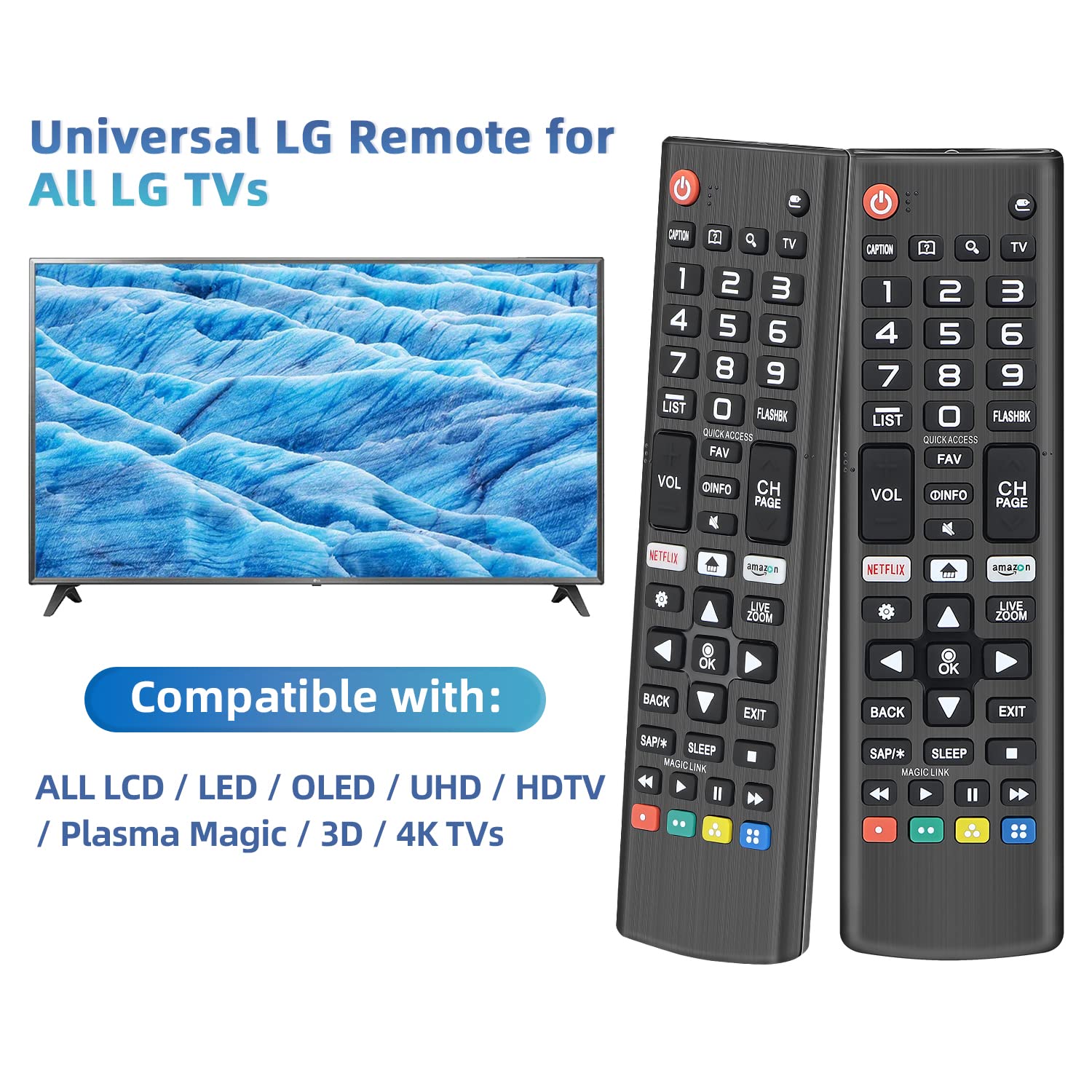 Nettech LG remote in use with LG TV, plug-and-play setup.