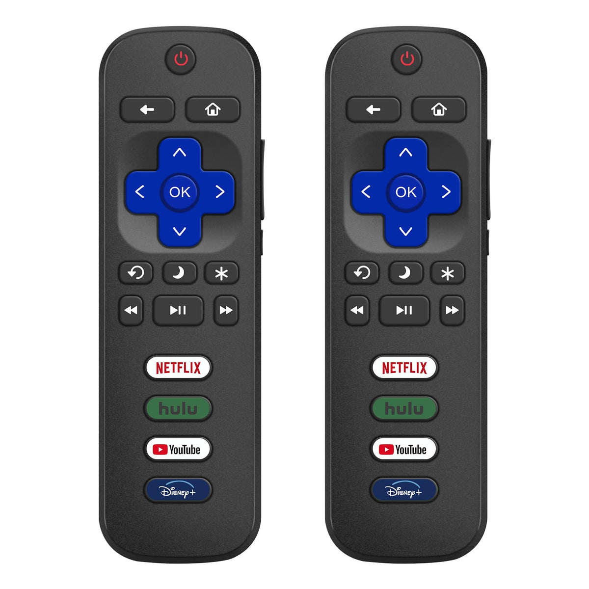 Nettech replacement Roku remote pack front view for built-in Roku TVs.