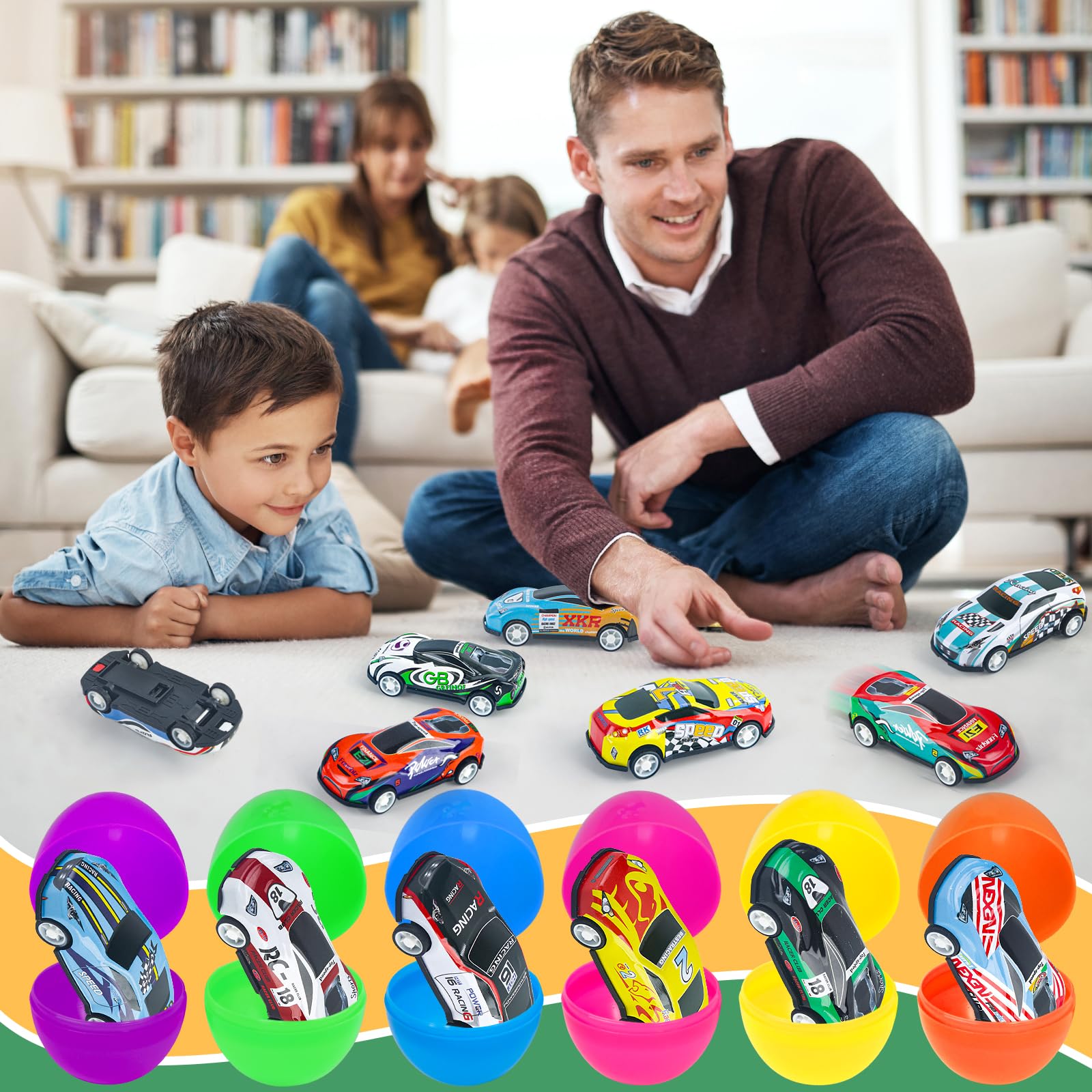 NEUBSAW die-cast cars in eggs, compact race toys for Easter playtime and hunts.