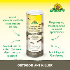 Neudorff perimeter treatment granules around garden borders.