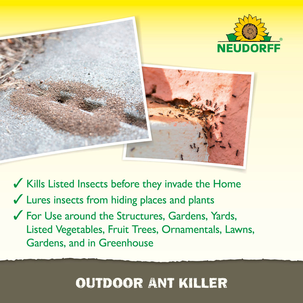 Neudorff Spinosad-based ant killer granules for outdoor infestations.