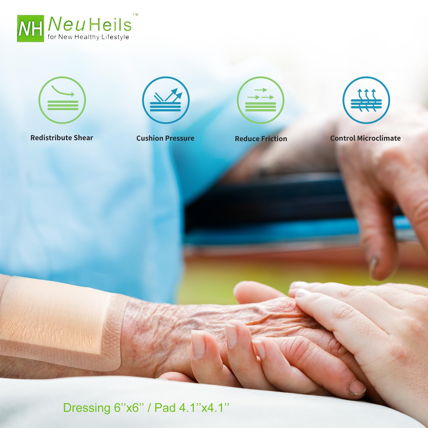 NEUHEILS burn or surgical wound dressing ready-to-use image conveys practical adoption.