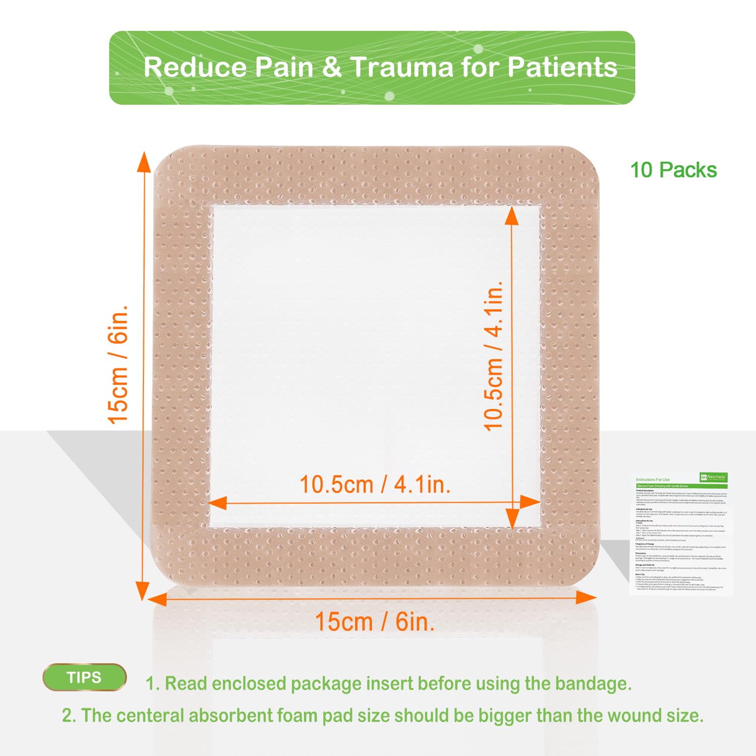 NEUHEILS dressing application image highlights repositionable design for sensitive skin.