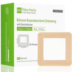 NEUHEILS silicone adhesive wound dressing 4x4 offers secure placement with gentle skin contact.