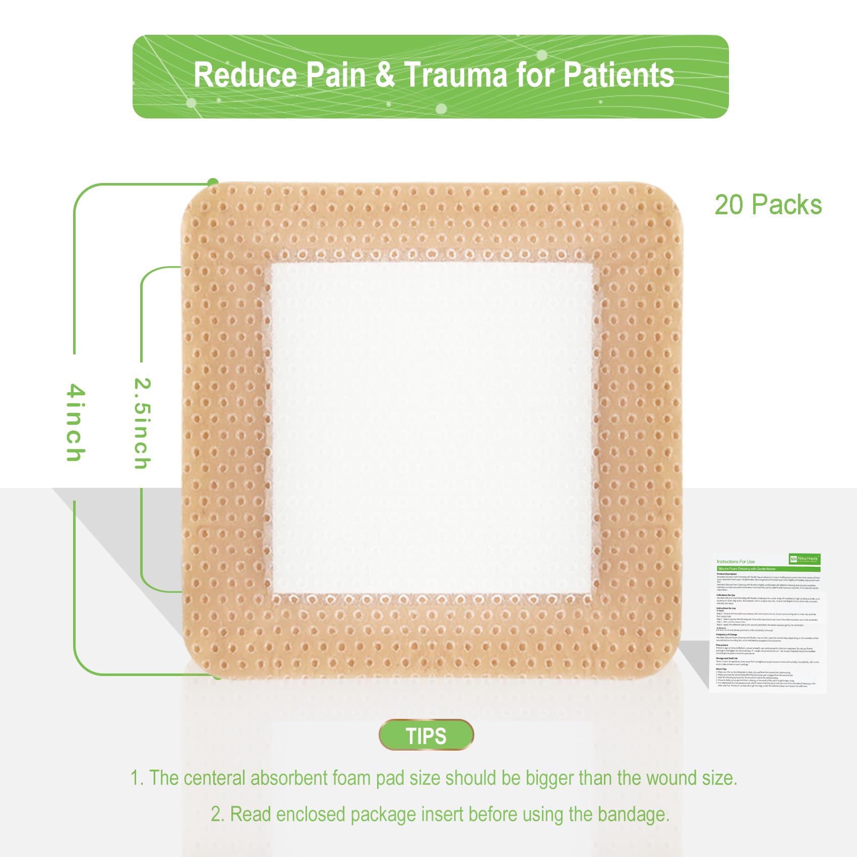 NeuHeils silicone contact layer closeup highlights gentle removal and reduced trauma.