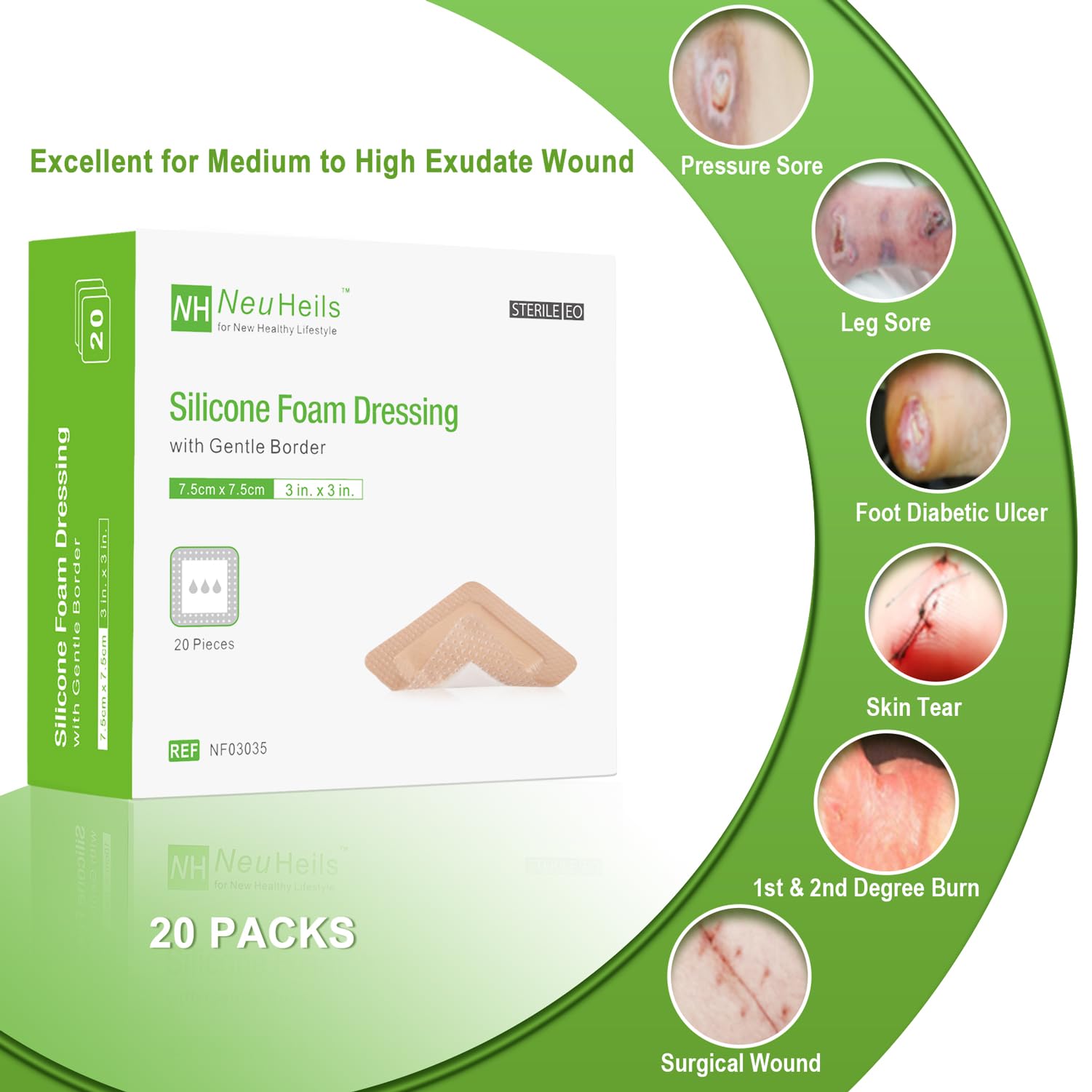 NeuHeils 20-pack box showing convenient packaging for ongoing wound care