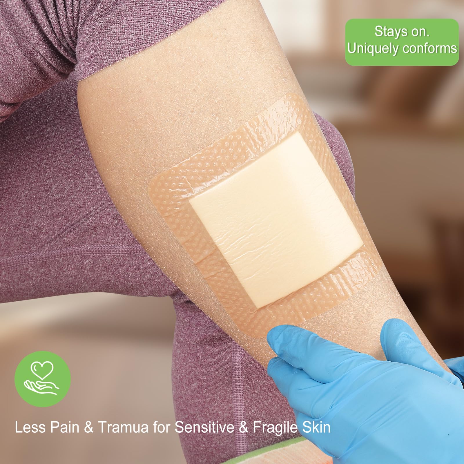NEUHEILS soft gauze island dressing conforms to body contours for comfort.
