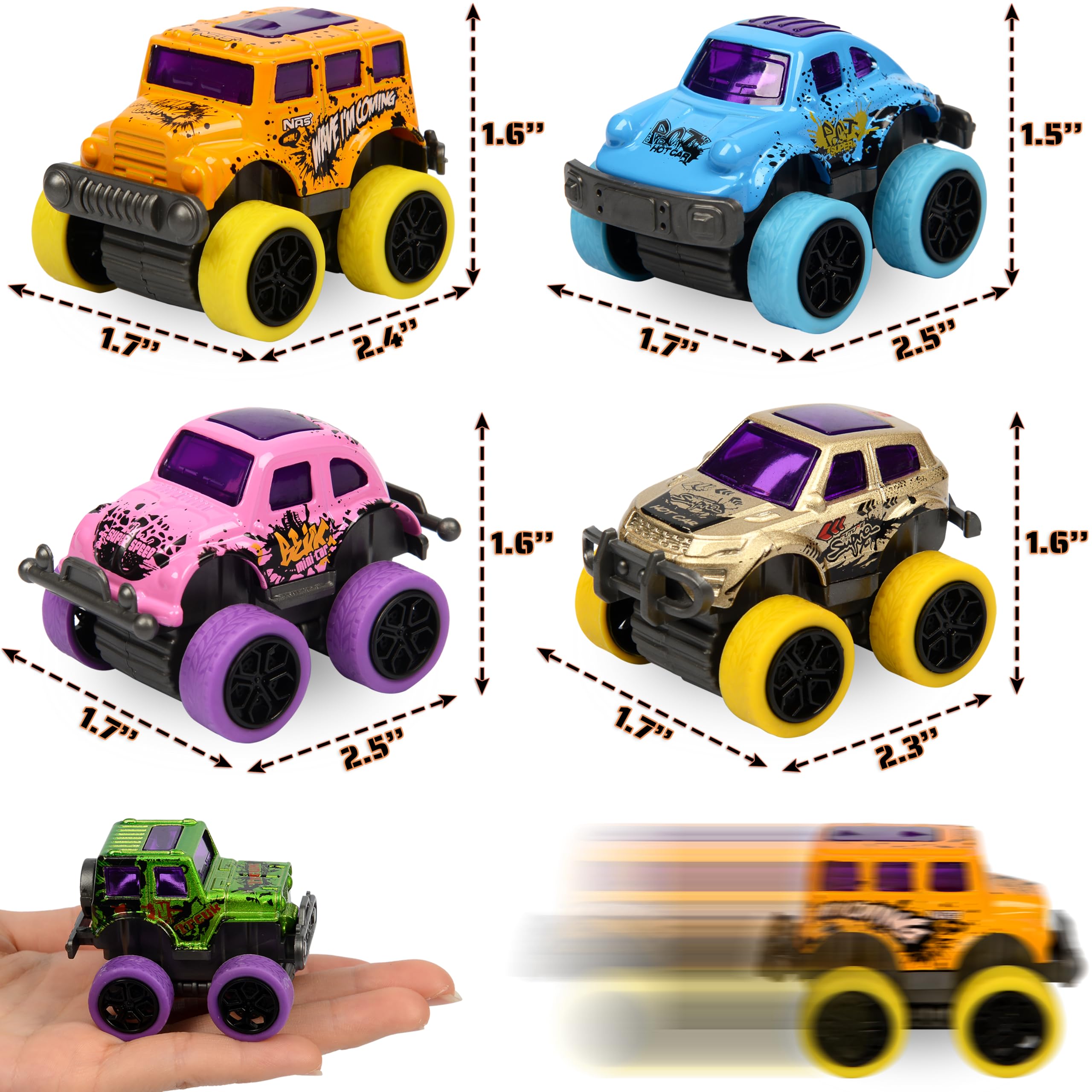 Neureyte mini monster trucks top color options invite vibrant play sessions