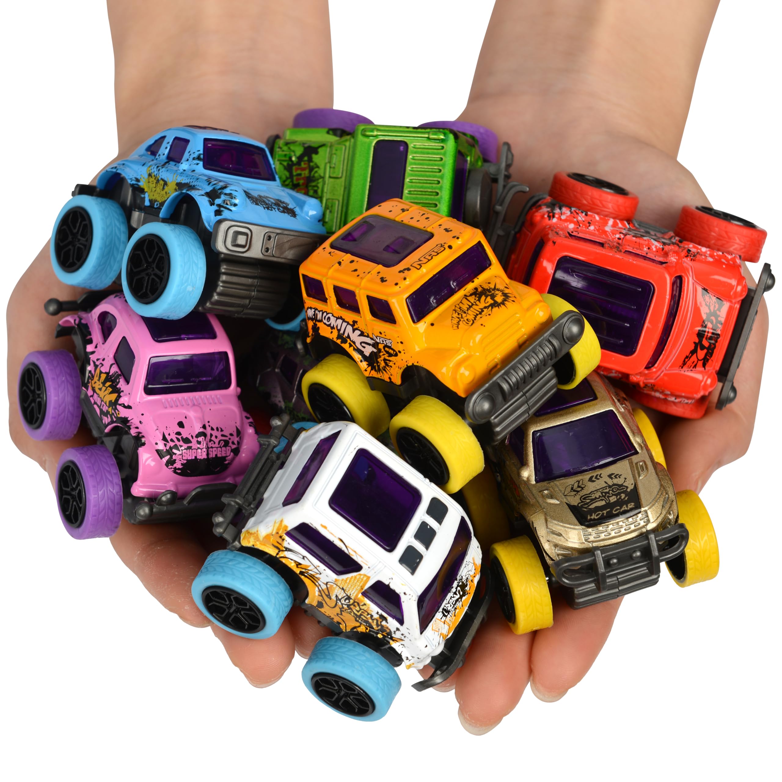 Neureyte mini monster trucks wheel action demonstrates smooth rolling and pull-back speed