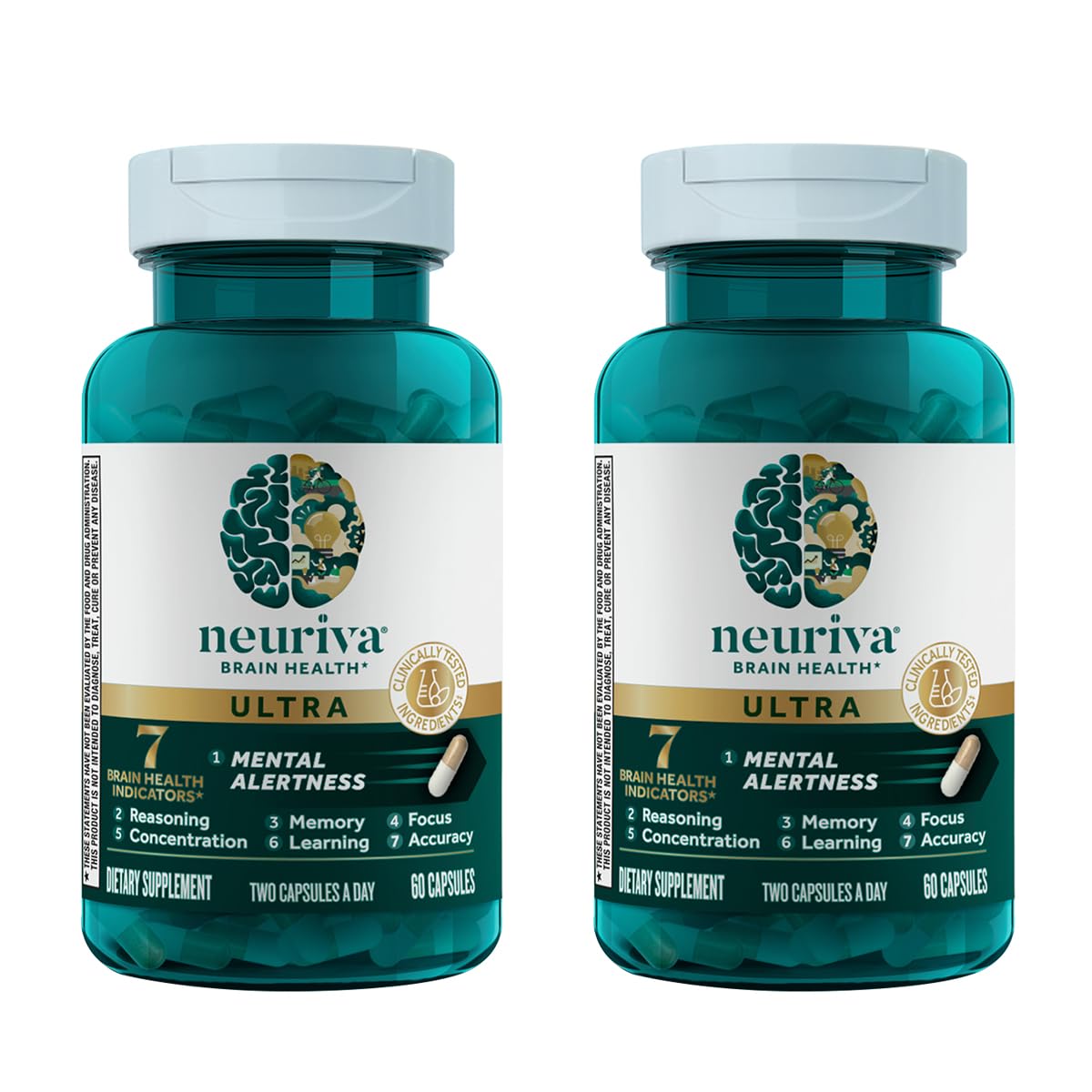 Neuriva Ultra Decaf bottle with label and capsules for daily brain support