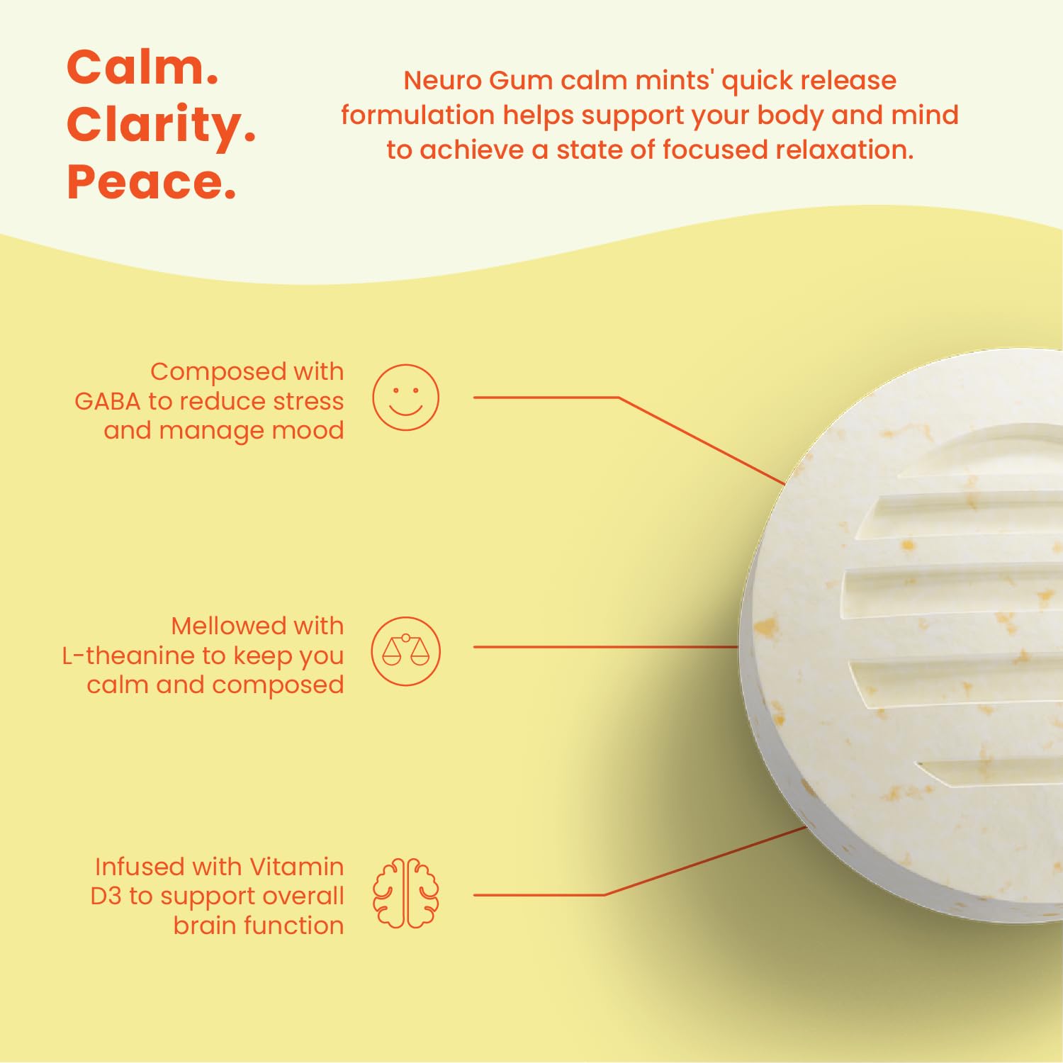 Closeup of mint tablets illustrating fast-acting mental clarity.
