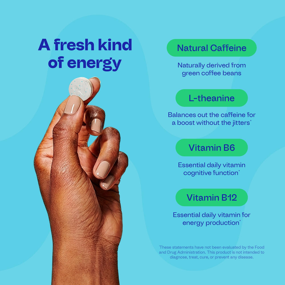 Neuro Energy Focus Gum nutrition facts closeup emphasizing clean, sugar-free ingredients.
