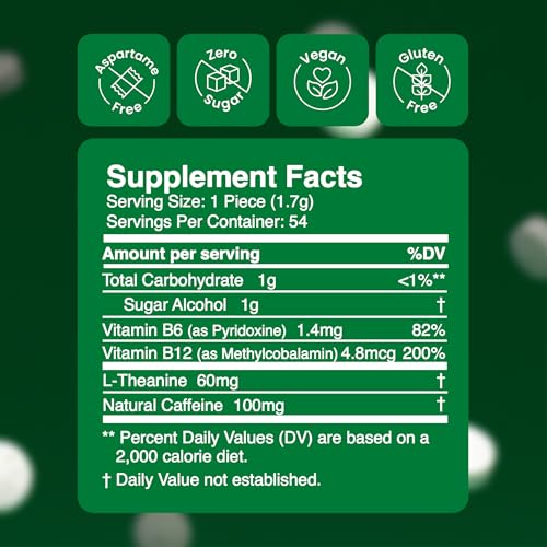 Closeup of Neuro Gum piece highlighting spearmint flavor and caffeine release