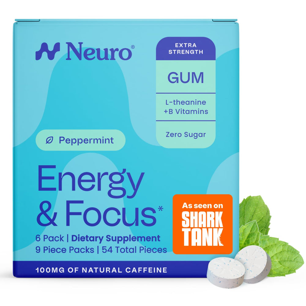 Neuro Energy & Focus Gum tin front shows peppermint flavor for quick, clean energy.