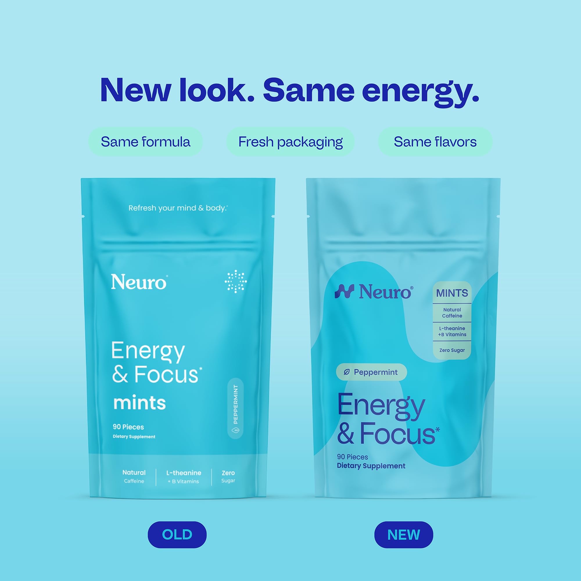 Neuro Energy & Focus Mints bottle front for quick, clean alertness.
