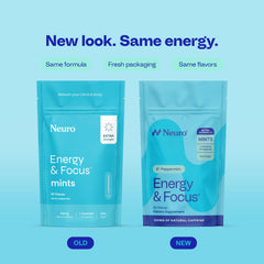 Close-up of Neuro Energy & Focus Mints peppermint tablet for quick focus