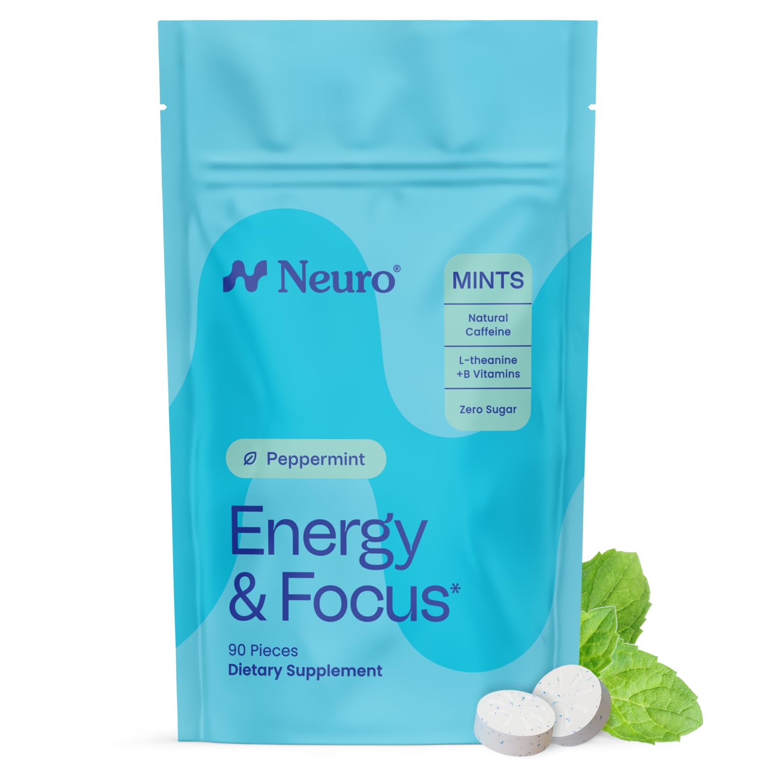 Neuro Energy & Focus Mints packaging for sugar-free energy.