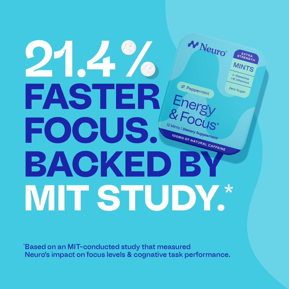 Neuro Energy & Focus Mints vegan, sugar-free label and peppermint appeal