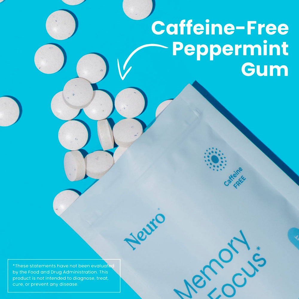 Mint aroma of Neuro Memory & Focus Gum suggesting a refreshing, sugar-free experience
