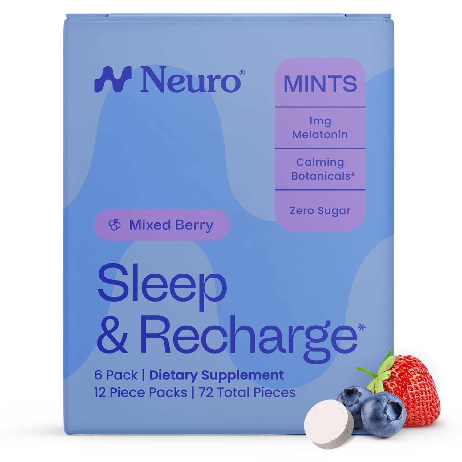 Neuro Sleep Meltaway Mints pack close-up for a quick night routine
