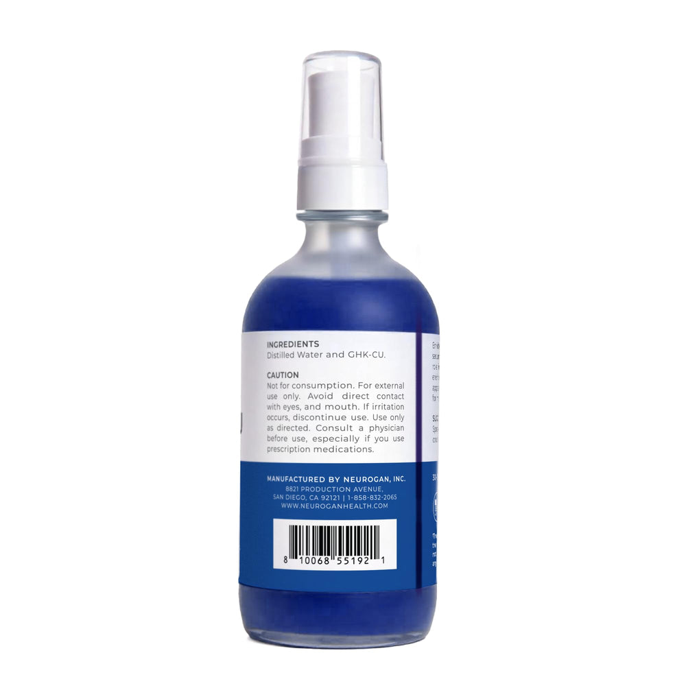 Neurogan GHK-Cu spray-on-scalp illustrates quick absorption with no sticky residue.