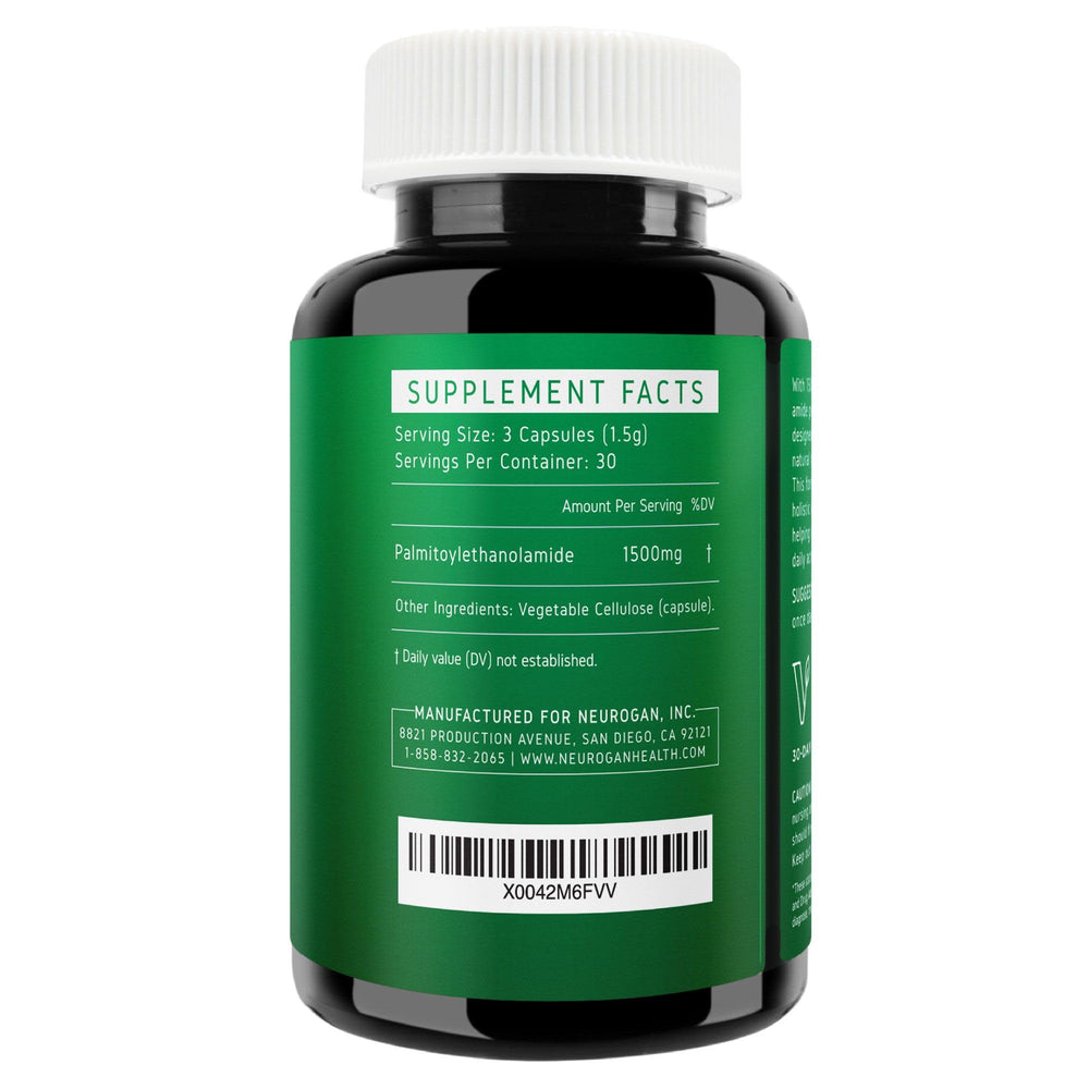 Neurogan PEA 1500mg per serving illustration highlighting potency and daily support.