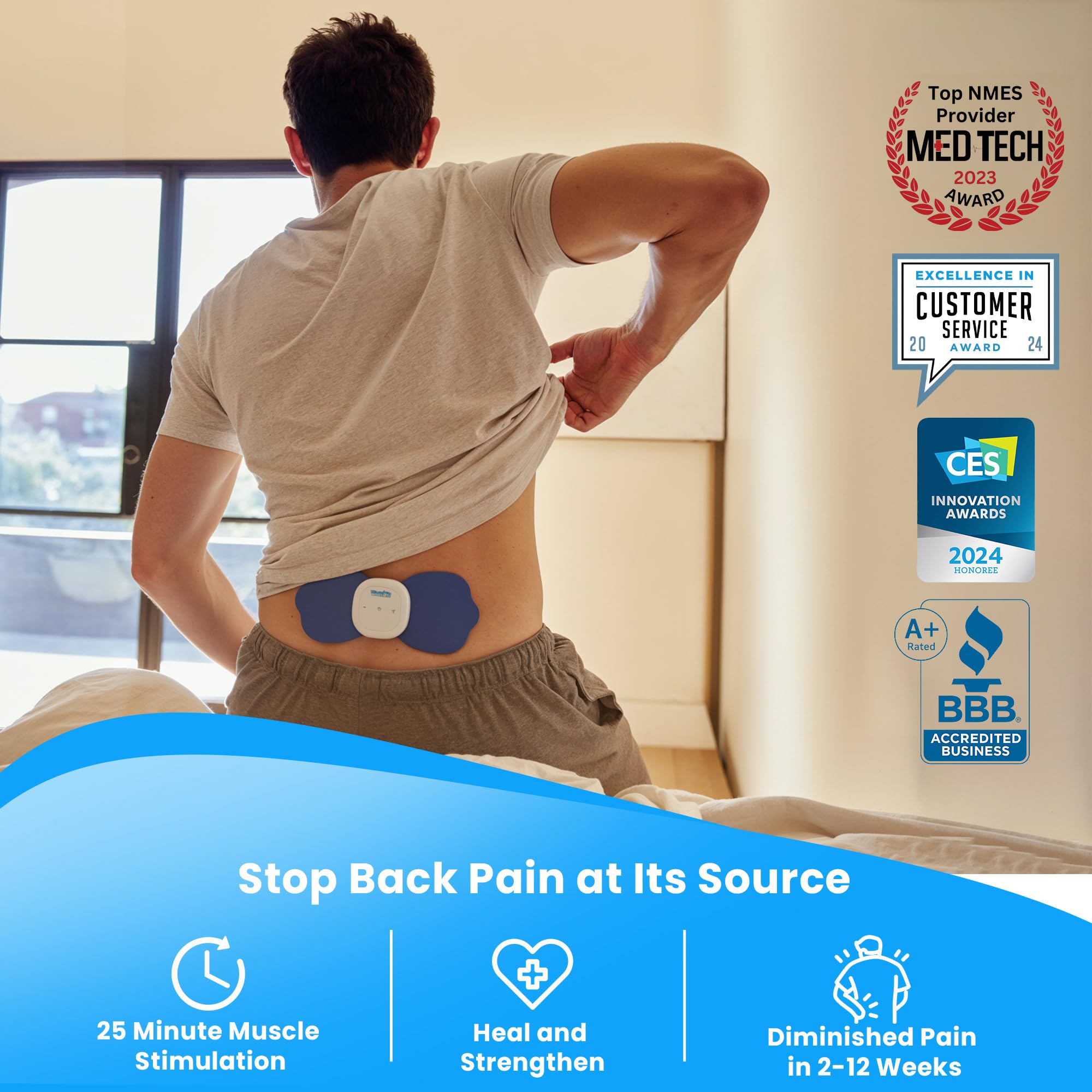 NeuroMD back pain relief kit providing complete home-use setup.
