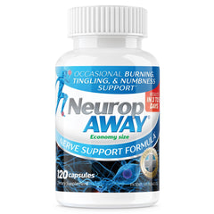 NeuropAWAY bottle front view for easy daily nerve support.