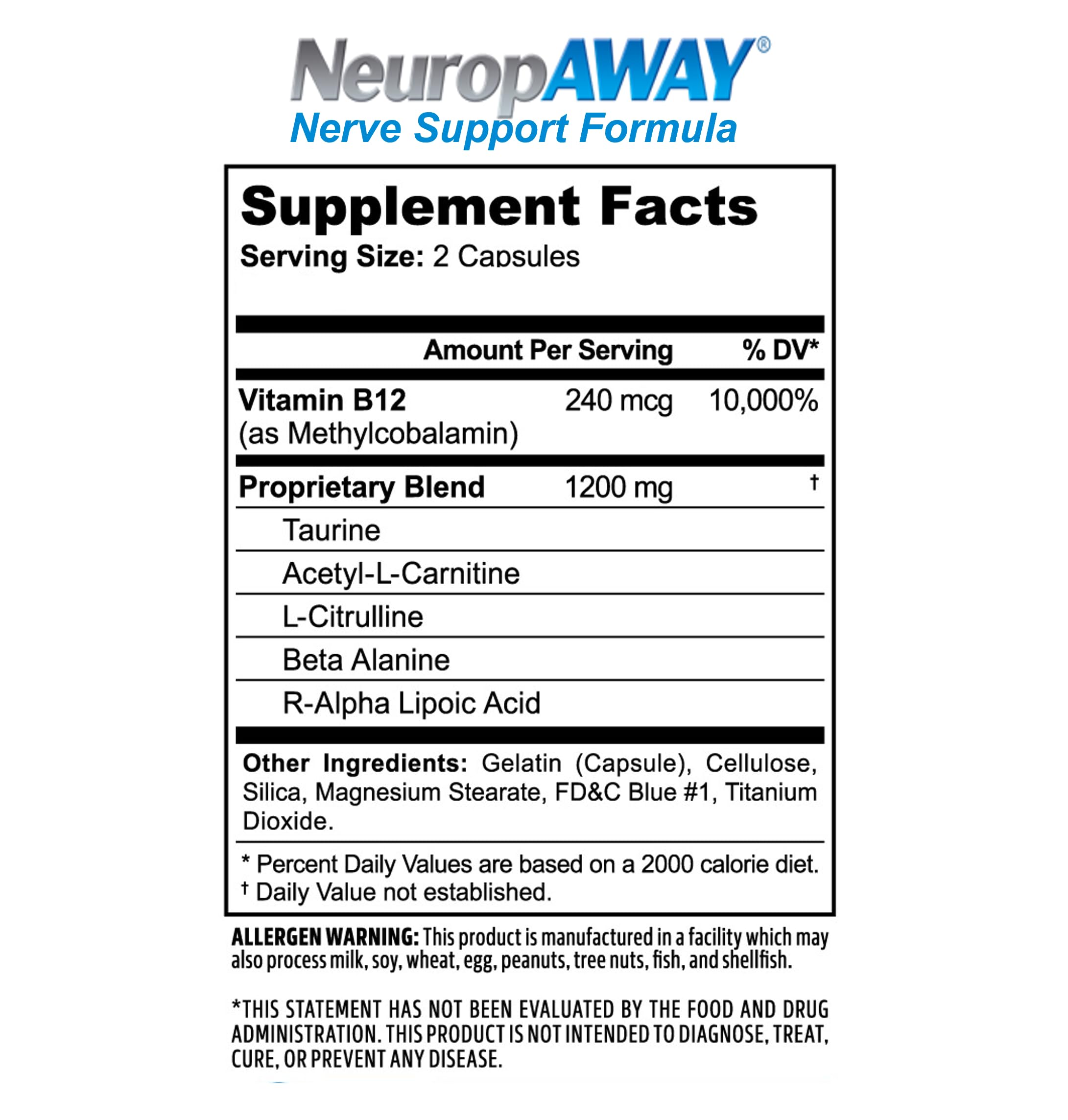 NeuropAWAY packaging hero reinforces trusted, ready-to-use nerve support.