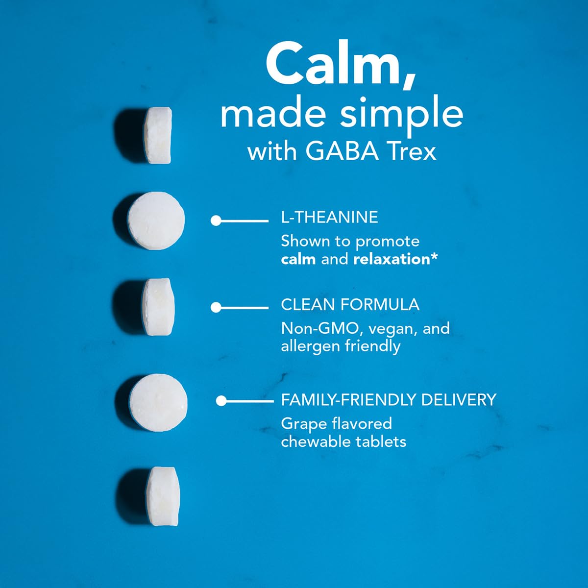 NeuroScience GABA Trex bottle back label with usage details for stress relief planning.