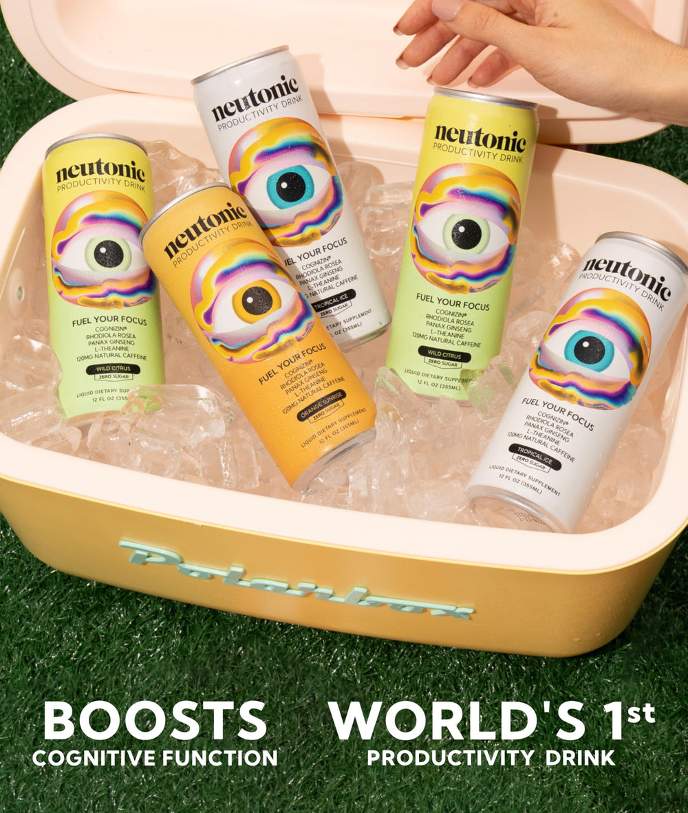 Neutonic energy drink glass demonstrates a precise, focused boost.