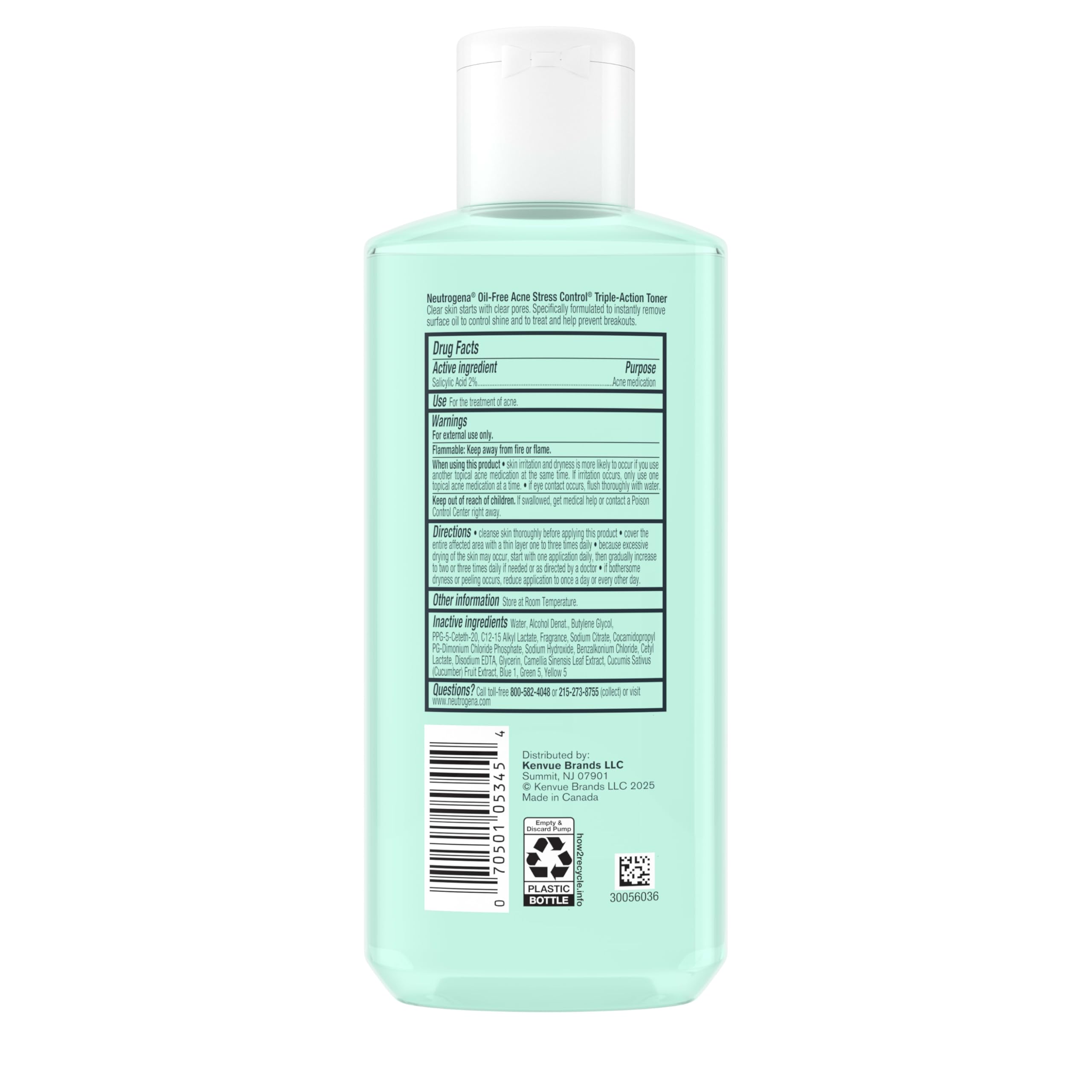 Neutrogena Acne Stress Control toner with cucumber extract for cooling touch.