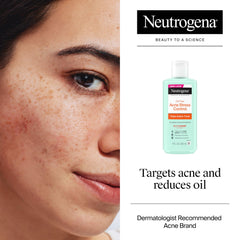 Neutrogena Acne Stress Control toner MicroClear technology label close up.