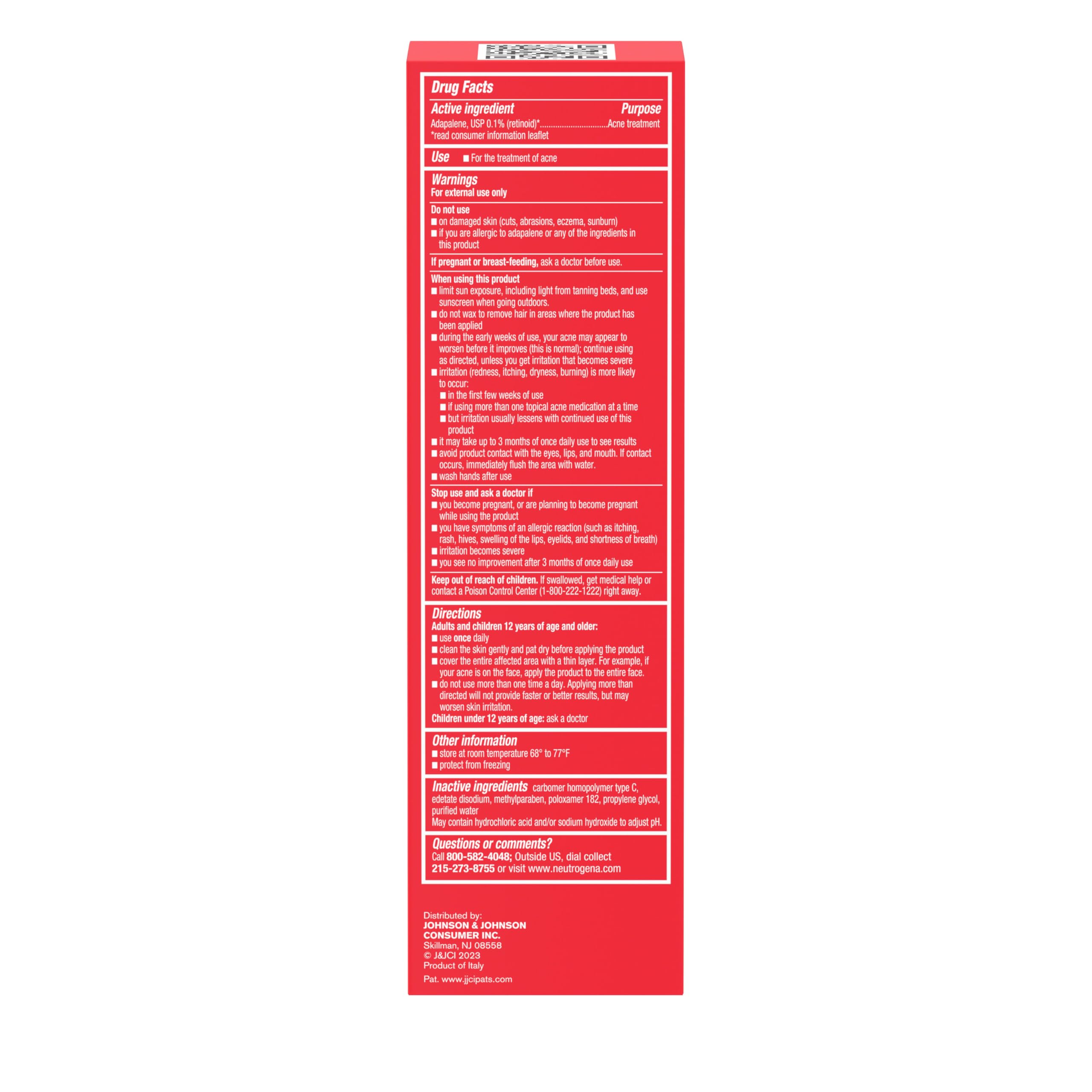 Neutrogena Adapalene Gel 0.1% on counter ready for daily use