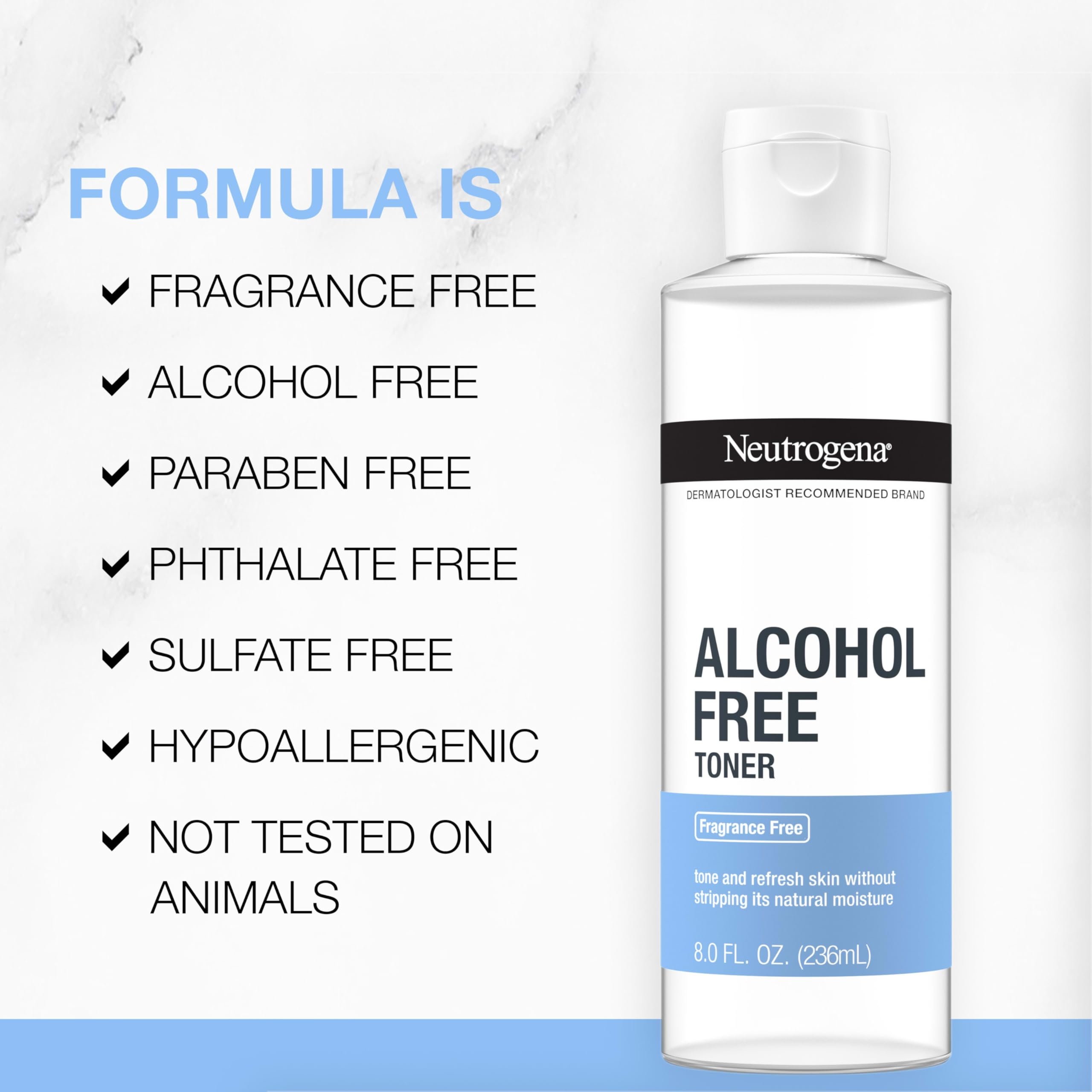 Toner applied to skin, leaving a soft and comfortable feel