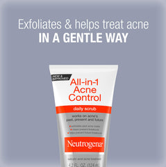 Neutrogena All-In-1 Acne Control label close-up highlighting salicylic acid action.