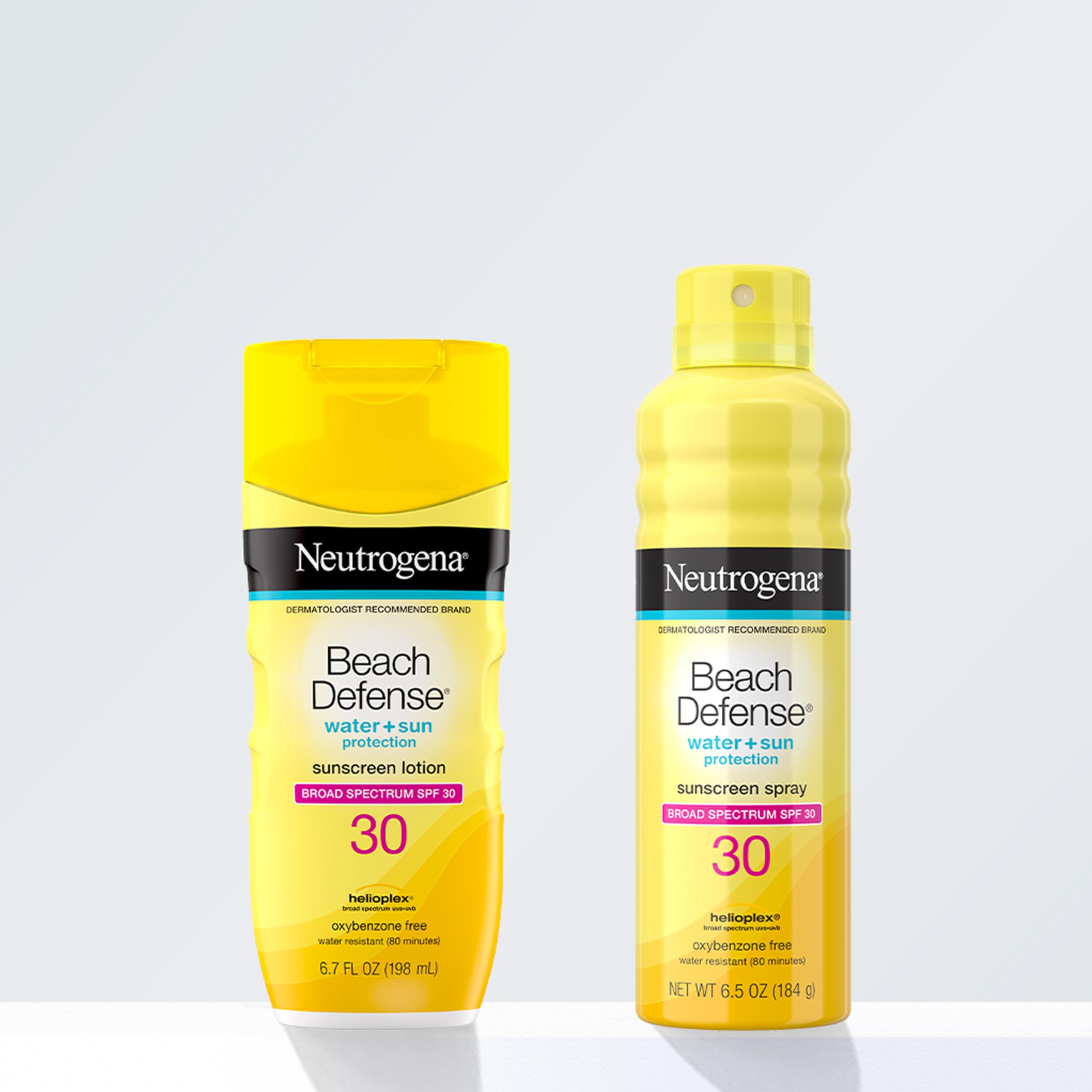 Dermatologist-recommended Neutrogena Beach Defense SPF 30 protects skin while staying lightweight.